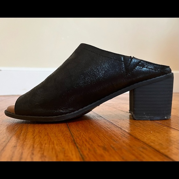 SONOMA open toe chunky heel black leather slides - Picture 5 of 7